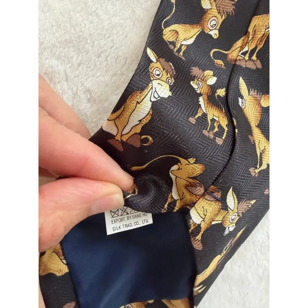 Charming Cartoon Donkey Neck Tie Vintage Dino Romaro Poly Sang Ho Korea XC